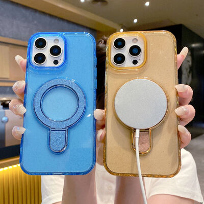 TPU MagSafe Compatible Phone Case Drop Protection with Rhinestone Lens Ring