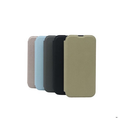 Smooth Litchi Grain Leather Flip Case 2 Cards with Hidden Magnetic Closure
