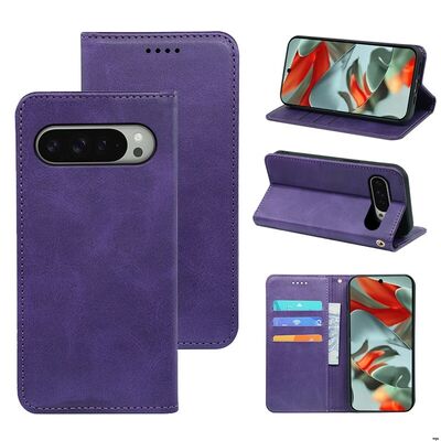 Google Pixel 9 Series Leather Wallet Case With Kickstand Camera Protection Cash Slot