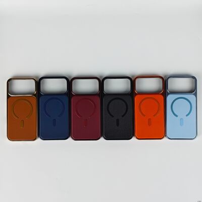 Electroplated MagSafe Lychee Leather Case
