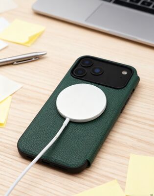 Smooth Litchi Grain Leather Flip Case 2 Cards with Hidden Magnetic Closure