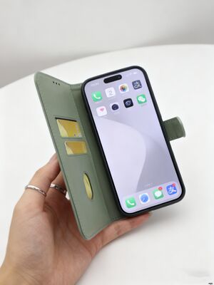 TPU Bio Based Vegan Bamboo Fiber Flip Cover Phone Case With 3 Card Slots