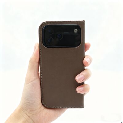 Genuine Leather Flip Wallet Phone Case Waterproof Shockproof Customizable Logo