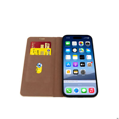 Hard PC Board Flip Wallet Phone Case With Soft Inner Lining Card Slot