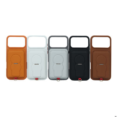 Stand Leather Phone Wallet Case with a Card Slot Detachable Lanyard Crossbody Strap