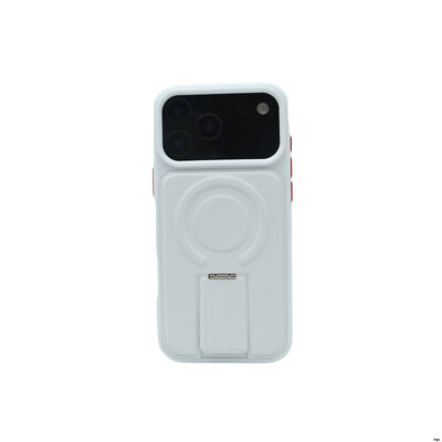 Camera Protection Magnetic Stand Leather Phone Case with Wireless Charging