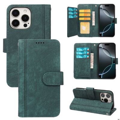Magnetic Buckle Flip Card Wallet Phone Case with Non Slip Card Slot