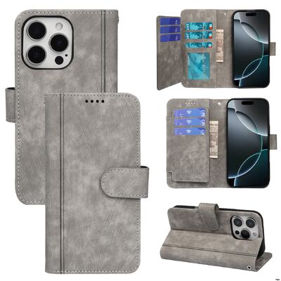 Magnetic Buckle Flip Card Wallet Phone Case with Non Slip Card Slot