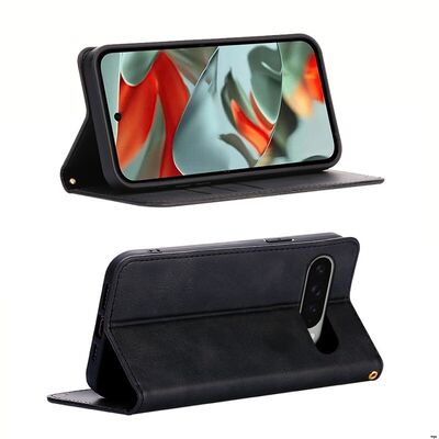 Google Pixel 9 Series Leather Wallet Case With Kickstand Camera Protection Cash Slot