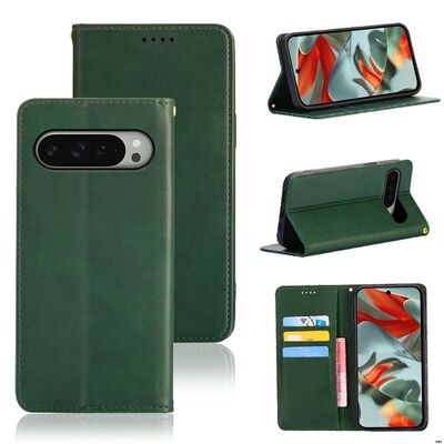 Google Pixel 9 Series Leather Wallet Case With Kickstand Camera Protection Cash Slot