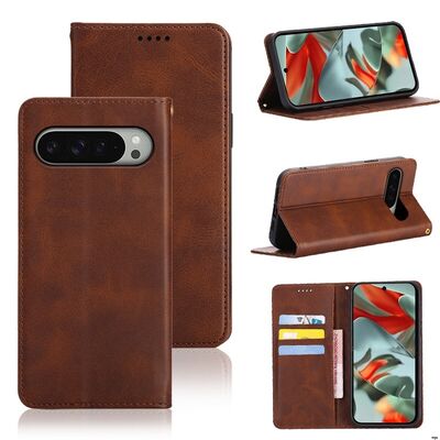 Google Pixel 9 Series Leather Wallet Case With Kickstand Camera Protection Cash Slot