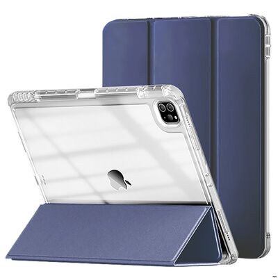 Transparent Back iPad Tablet Case Shockproof with Tri Fold Stand