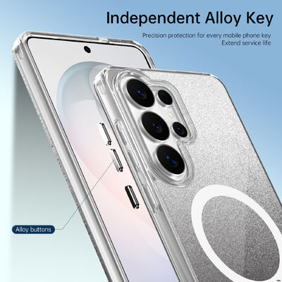 For Customizable Logo Samsung Galaxy S25 Ultra Gradient Glitter Magnetic Phone Case Clear Shockproof Cover 