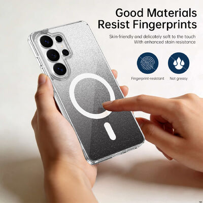 For Customizable Logo Samsung Galaxy S25 Ultra Gradient Glitter Magnetic Phone Case Clear Shockproof Cover 