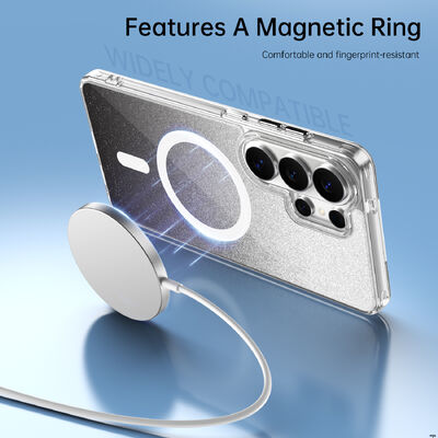 For Customizable Logo Samsung Galaxy S25 Ultra Gradient Glitter Magnetic Phone Case Clear Shockproof Cover 