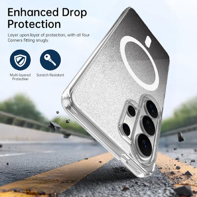 For Customizable Logo Samsung Galaxy S25 Ultra Gradient Glitter Magnetic Phone Case Clear Shockproof Cover 