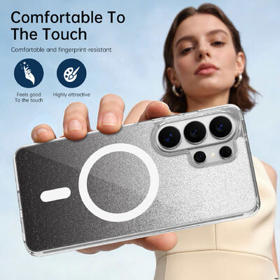 For Customizable Logo Samsung Galaxy S25 Ultra Gradient Glitter Magnetic Phone Case Clear Shockproof Cover 