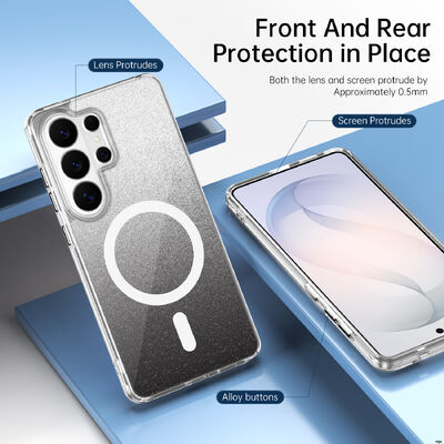 For Customizable Logo Samsung Galaxy S25 Ultra Gradient Glitter Magnetic Phone Case Clear Shockproof Cover 