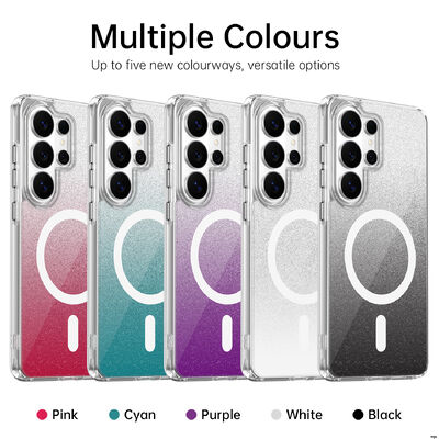 For Customizable Logo Samsung Galaxy S25 Ultra Gradient Glitter Magnetic Phone Case Clear Shockproof Cover 