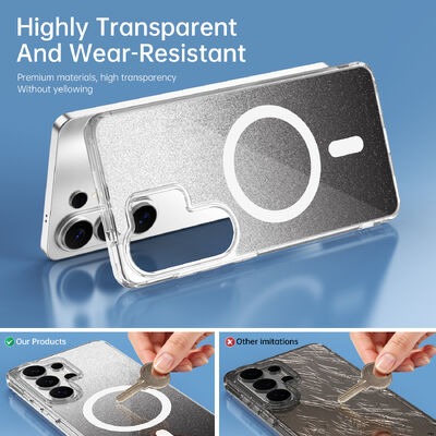 For Customizable Logo Samsung Galaxy S25 Ultra Gradient Glitter Magnetic Phone Case Clear Shockproof Cover 