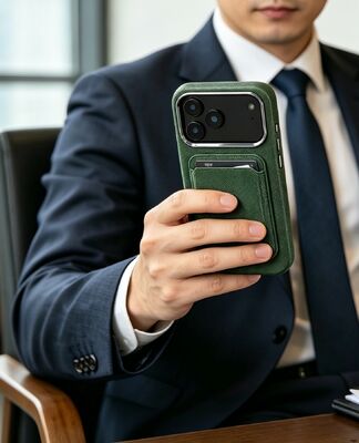 Étui téléphonique en cuir tissé avec compatibilité MagSafe, protection contre les caméras à bord élevé et structure TPU + PC