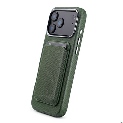 Étui téléphonique en cuir tissé avec compatibilité MagSafe, protection contre les caméras à bord élevé et structure TPU + PC