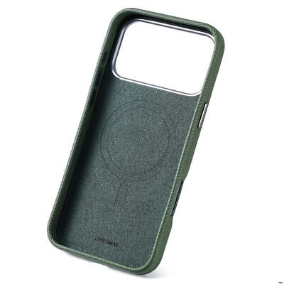 Étui téléphonique en cuir tissé avec compatibilité MagSafe, protection contre les caméras à bord élevé et structure TPU + PC