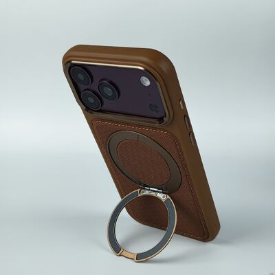 360° Rotatable Magnetic Ring Stand Leather Phone Case with Anti-slip & Anti-fingerprint Surface and Shockproof Drop Protection