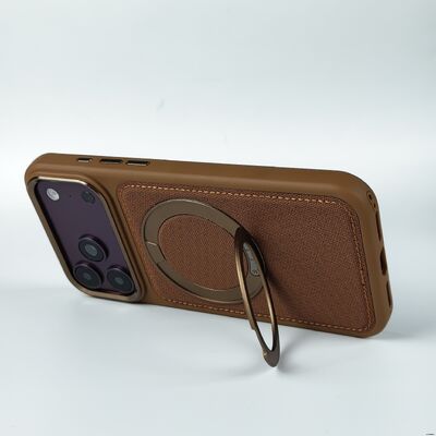 360° Rotatable Magnetic Ring Stand Leather Phone Case with Anti-slip & Anti-fingerprint Surface and Shockproof Drop Protection